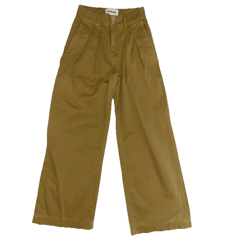 Boden Brompton Wide Leg Denim Trouser Pants Womens 0 High Waisted Double Pleated